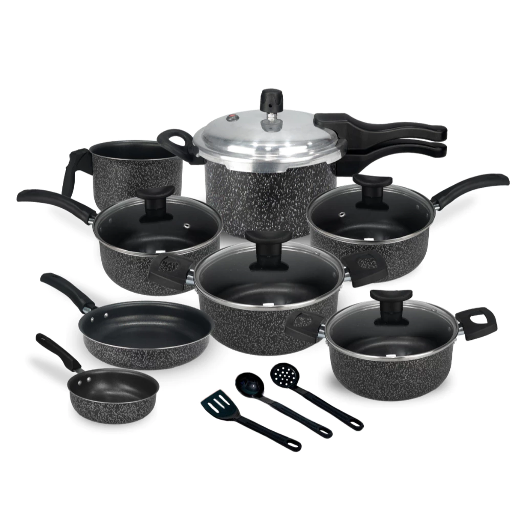 Jogo de Panelas Teflon Munique 11 Pçs com Panela de Pressão fechamento externo de 2.5L 4