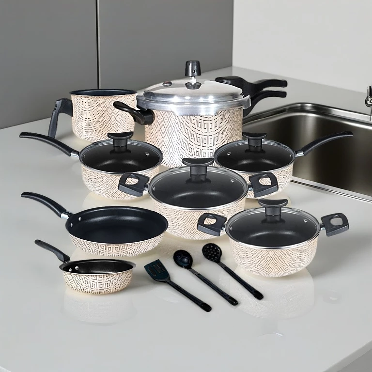 Jogo de Panelas Teflon Munique 11 Pçs com Panela de Pressão fechamento externo de 2.5L 6