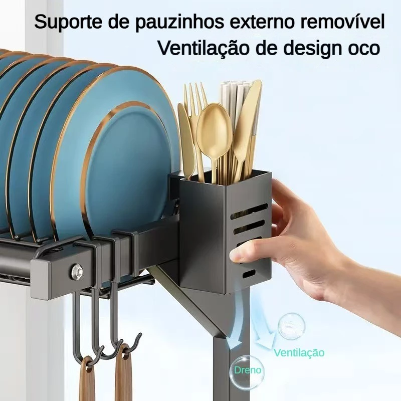 Escorredor De Louça Suspenso Boutique Kitchen Rack Aço Inoxidável Organizador Louça Qualidade Pra Cozinha 2