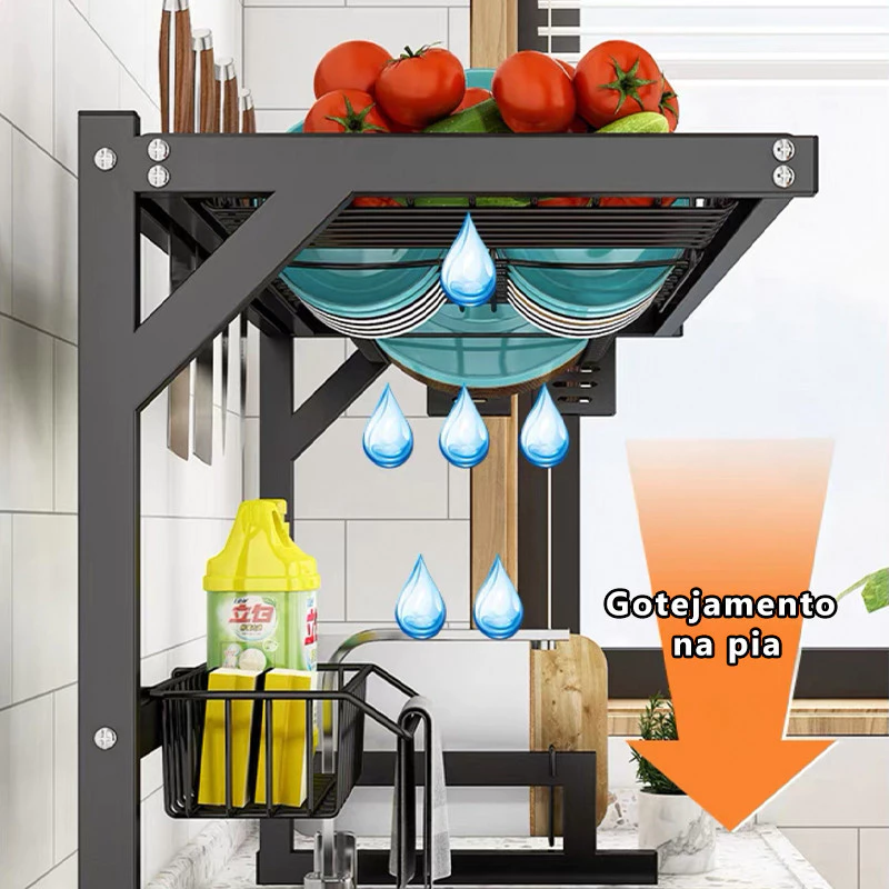 Escorredor De Louça Suspenso Boutique Kitchen Rack Aço Inoxidável Organizador Louça Qualidade Pra Cozinha 4