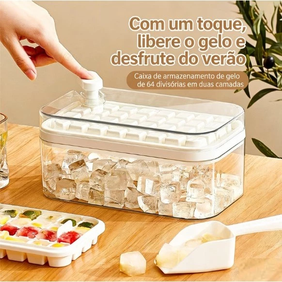 Conjunto de Forma de Gelo 64 Cubos Duas Camadas 1