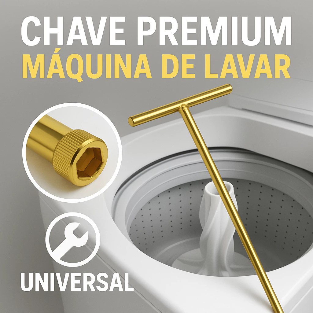 Chave T Longa 10mm + Pastilha para Abrir Agitador de Máquina de Lavar – Uso Universal 1