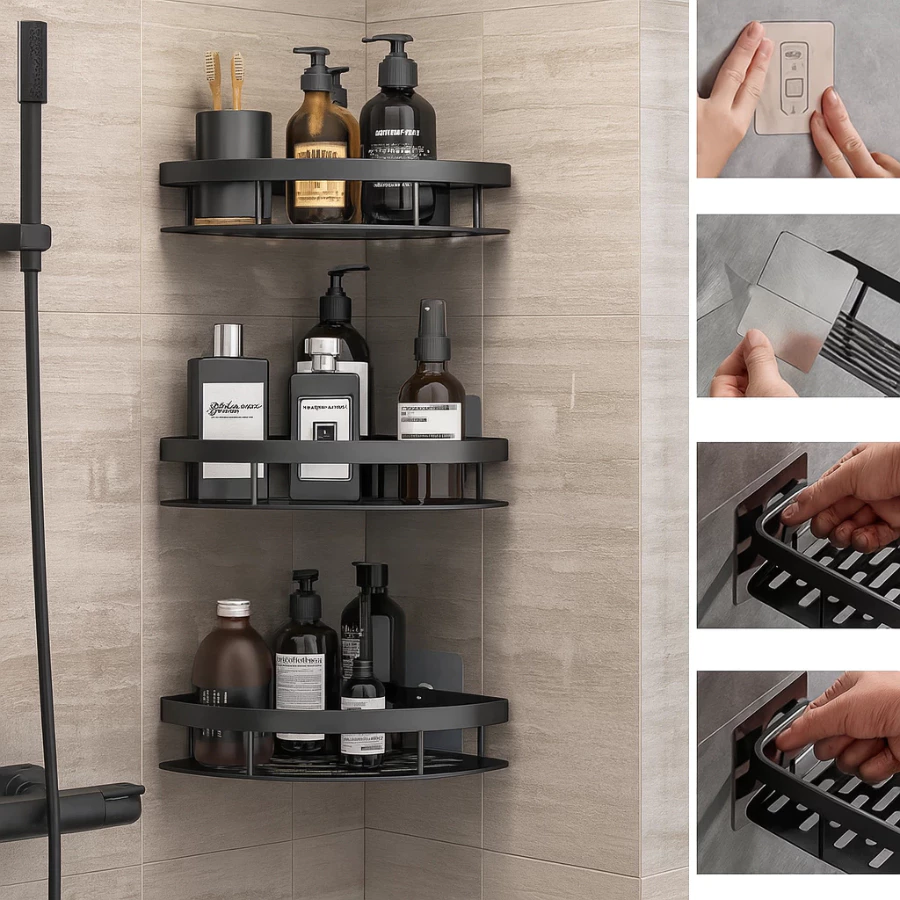 Kit com 2 Suportes para Shampoo Adesivo Para Parede Cozinha e Banheiro 1