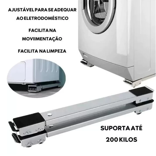 Suporte Universal de Alumínio De Base Com Rodinha Para Máquinas, Geladeira, Fogão até 200kg 1