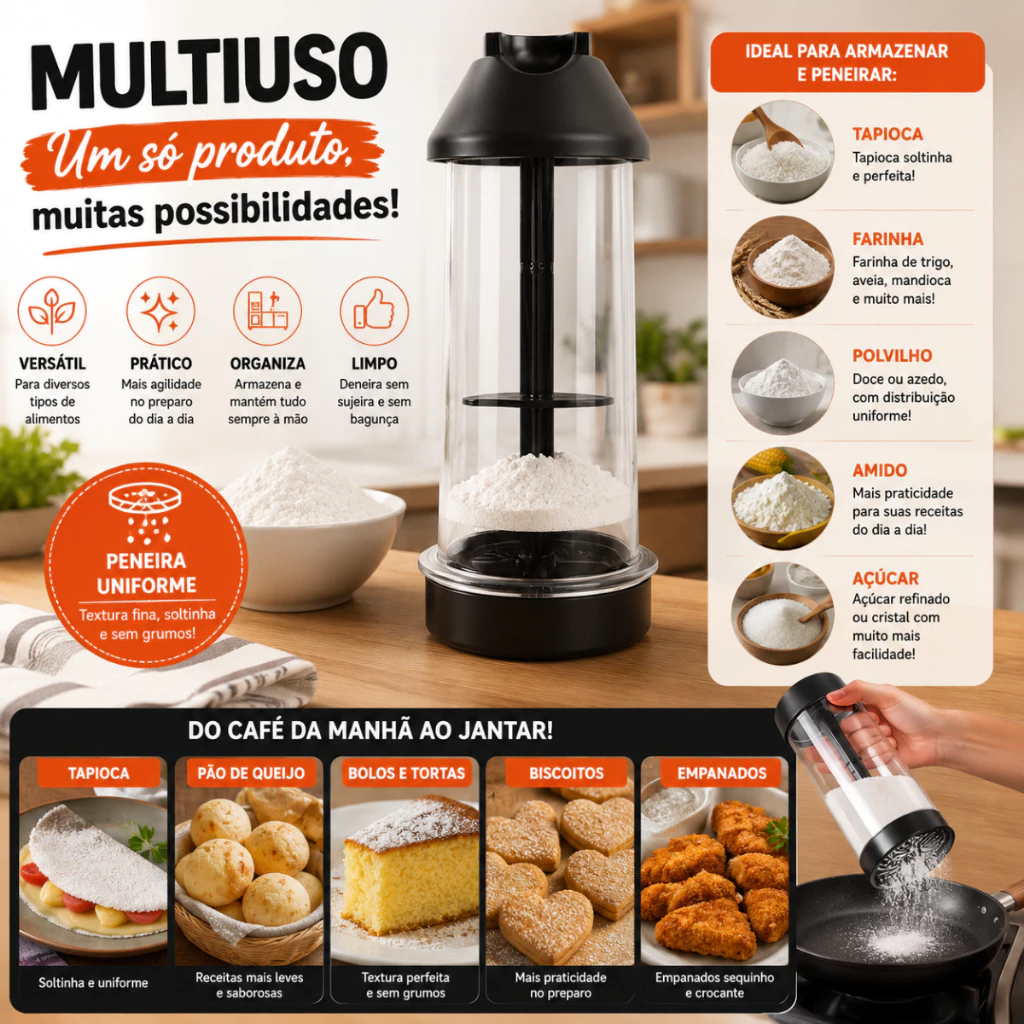 Tapioqueira Peneira Polvilhador de Farináceos 3